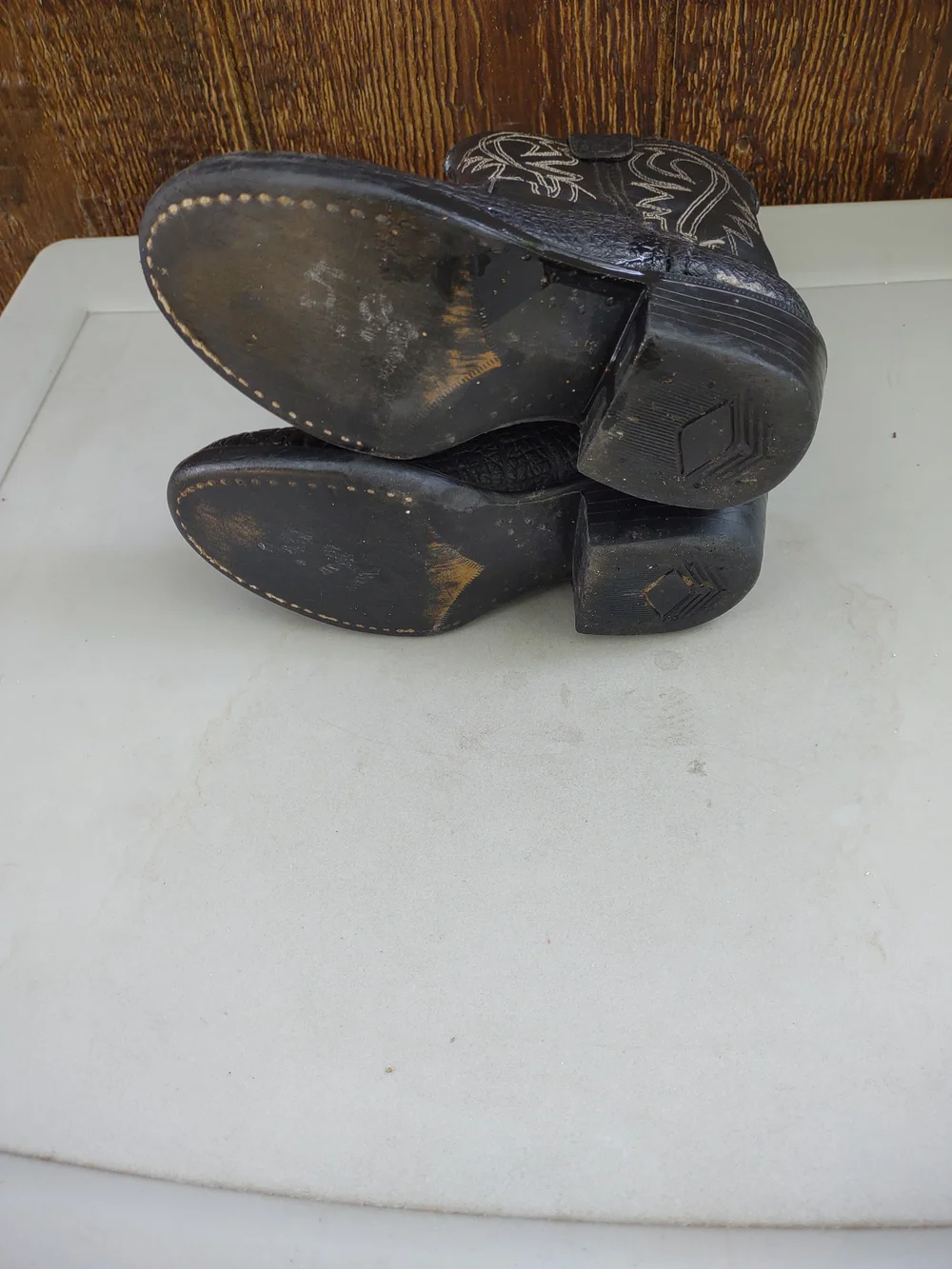 Bronco black textured cowboy boots,  Western Style Kids 9D